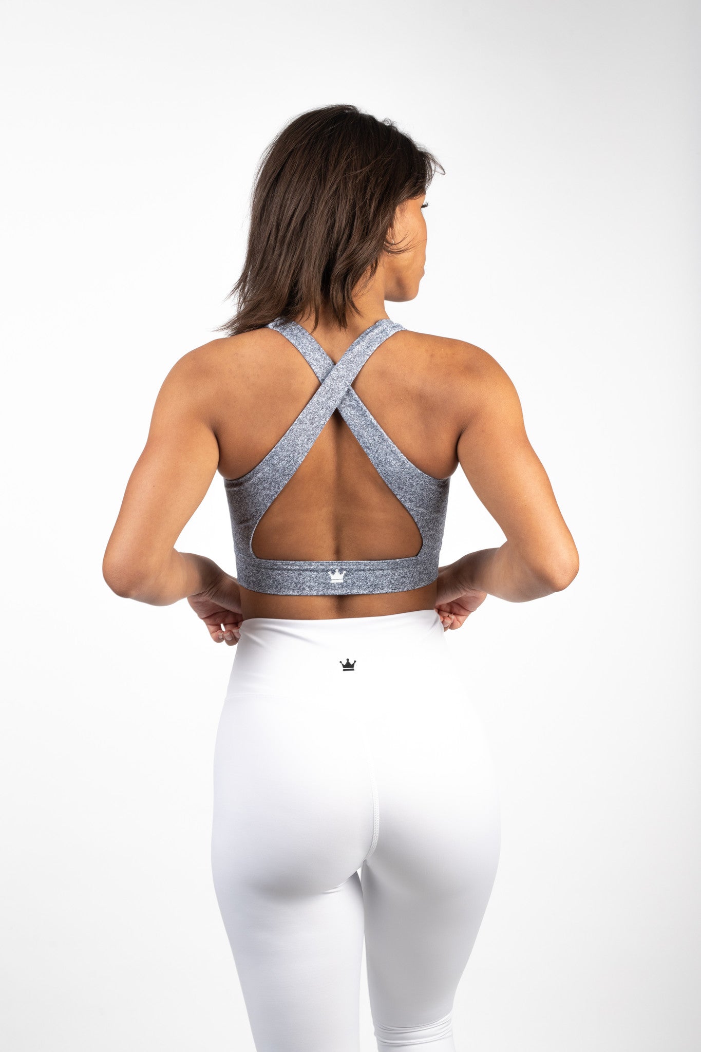 Heather Cross Back Sports Bra - Grey