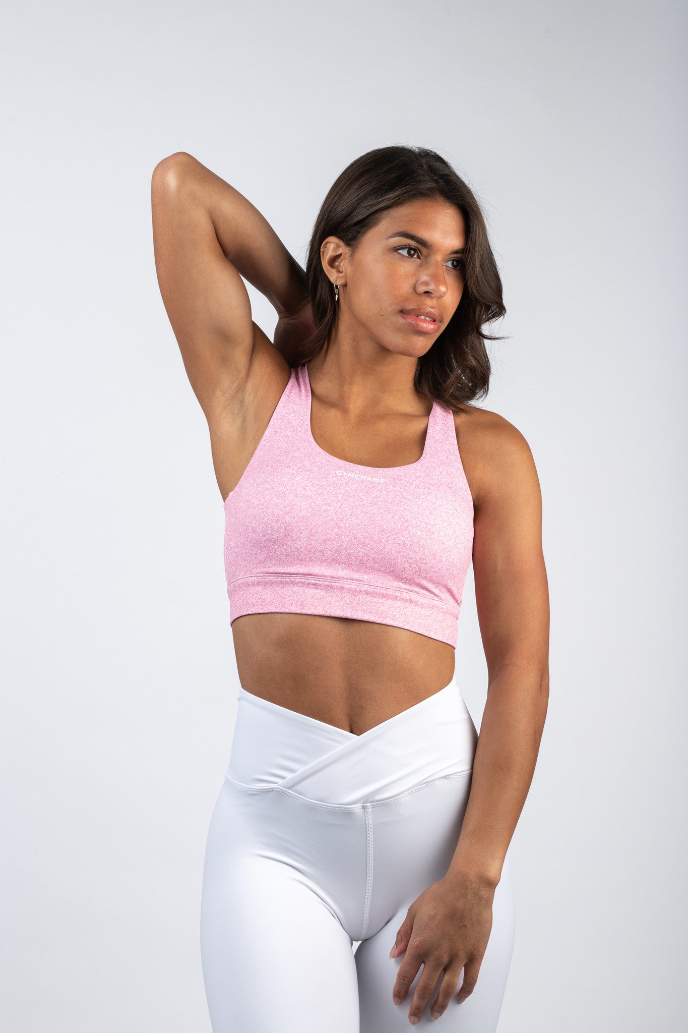 Heather Cross Back Sports Bra - Blush Pink
