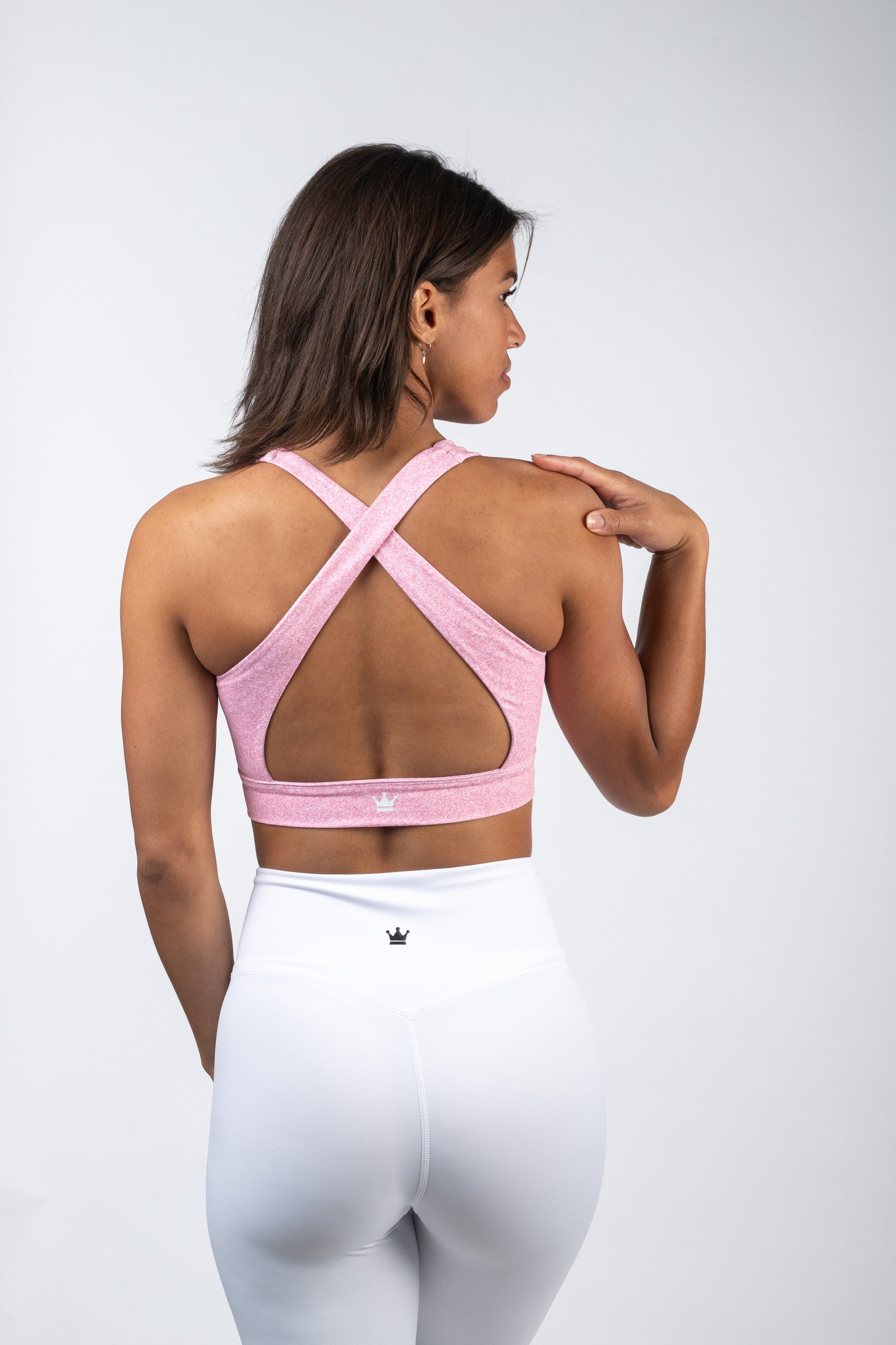 Heather Cross Back Sports Bra - Blush Pink