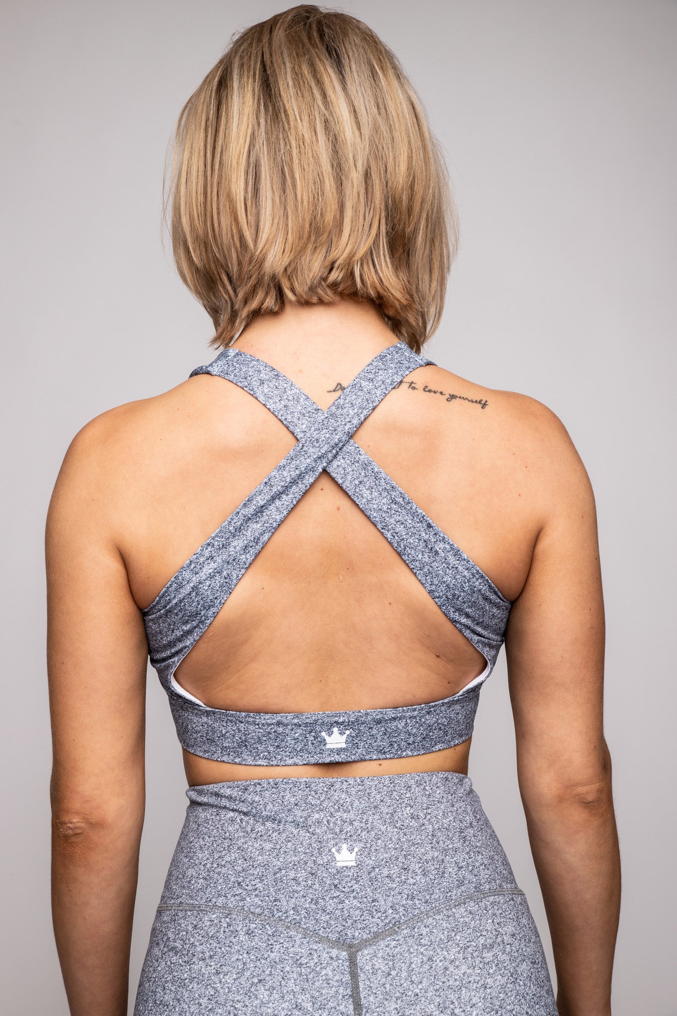 Heather Cross Back Sports Bra - Grey