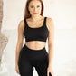 Ribbed Seamless Sports Bra - Black